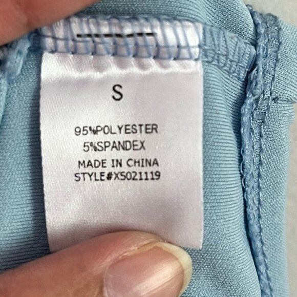 Fashion Nova Light Blue Sleeveless Bodysuit & Ruched Pants Set - Size S - Picture 9 of 14